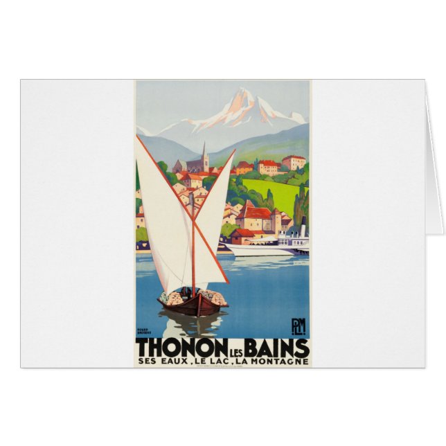 Thonon Les Bains Fransk Travel Europa Hälsningskort (Framsidan Horizontal)