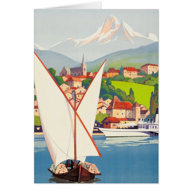 Thonon Les Bains Fransk Travel Europa Hälsningskort (Framsidan)