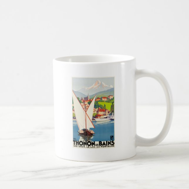 Thonon Les Bains Fransk Travel Europa Kaffemugg (Höger)