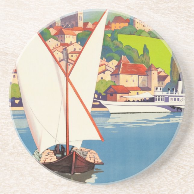 Thonon Les Bains Fransk Travel Europa Underlägg Sandsten (Framsidan)