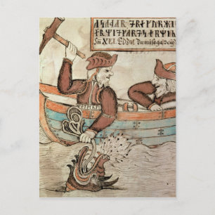 Thor-fiske efter Midgard-serpent Vykort