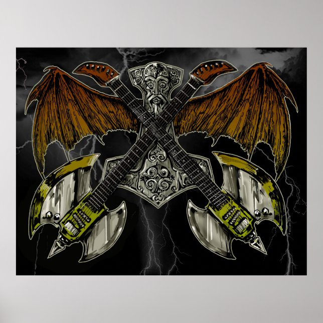 Thor Hammer of the Gods Guitars Poster (Framsidan)