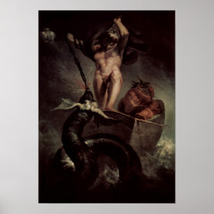 Thor som slår den Midgard ormen Poster