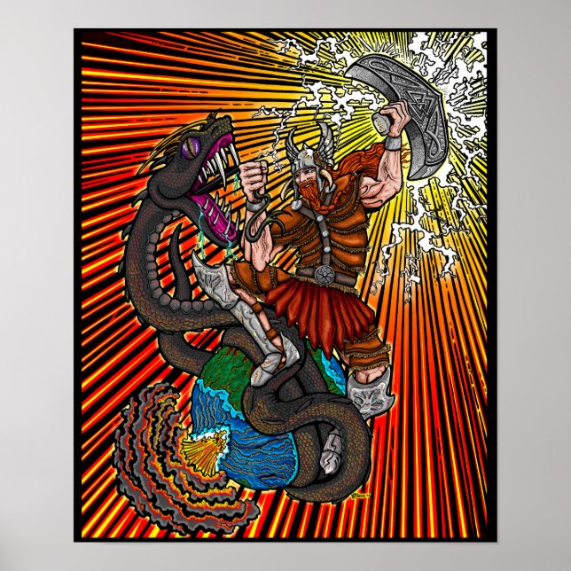 Thor vs. Jörmungandr Poster (Framsidan)