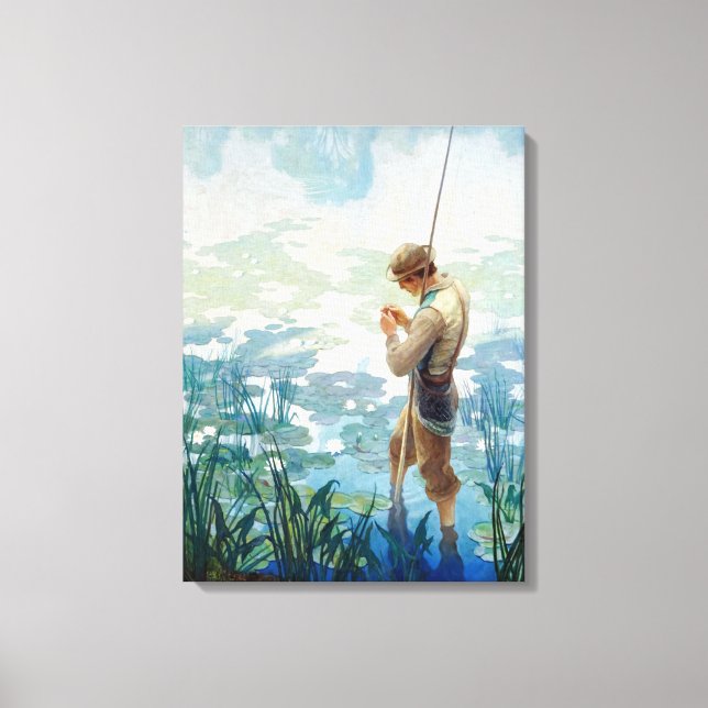 Thoreau Fishing at Walden Pond by N. C. Wyeth Canvastryck (Framsida)
