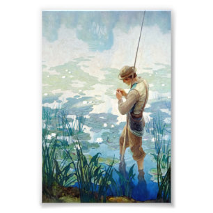 Thoreau Fishing at Walden Pond by N. C. Wyeth Fototryck