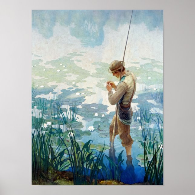 Thoreau Fishing at Walden Pond by N. C. Wyeth Poster (Framsidan)