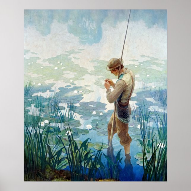 Thoreau Fishing at Walden Pond by N. C. Wyeth Poster (Framsidan)