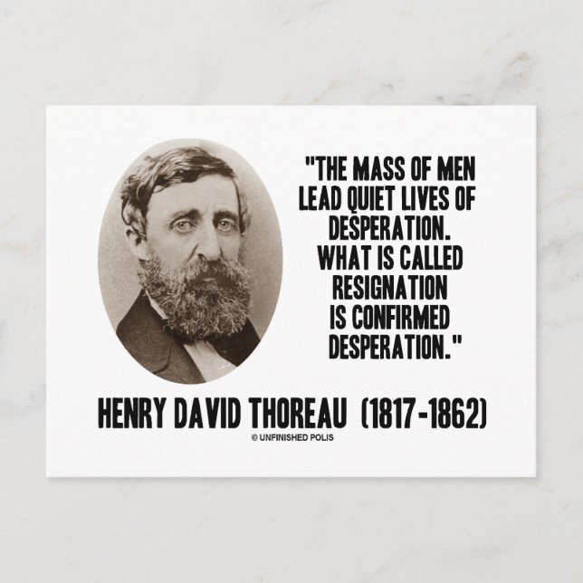Thoreau Lead Quiet Lives Desperation Resignation Vykort (Framsida)