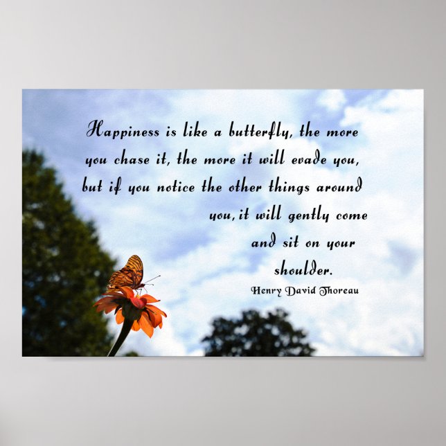 Thoreau Quote, lycka Poster (Framsidan)