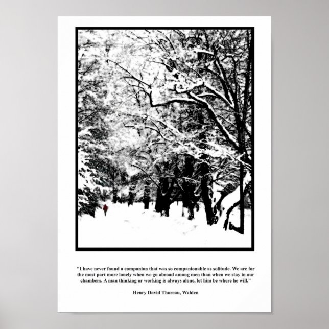 Thoreau Solitude Quote Poster - Lone Walk New Snö (Framsidan)