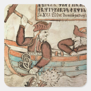 Thorfiske för ormen av Midgard Fyrkantigt Klistermärke