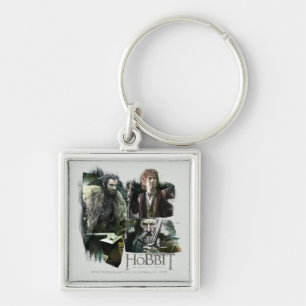 THORIN OAKENSHIELD™, BILBO BAGGINS™ och Gandal Fyrkantig Silverfärgad Nyckelring