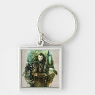 THORIN OAKENSHIELD™-, Dwalin- och Balingrafik Fyrkantig Silverfärgad Nyckelring