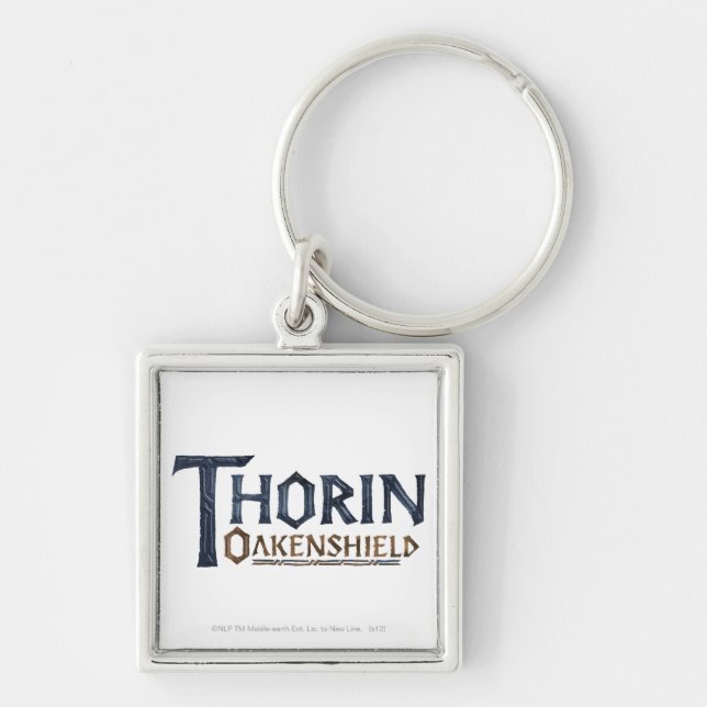 THORIN OAKENSHIELD™ Logotyp Blue Fyrkantig Silverfärgad Nyckelring (Framsidan)