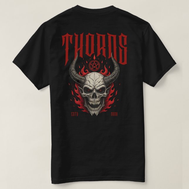 Thorns Demon Skull T Shirt (Design baksida)