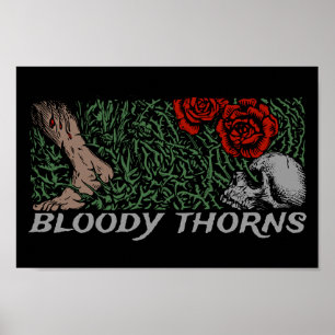 Thorns Skull Ro Feet Medieval Färgad Blommigt Poster