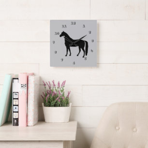 Thoroughborn Horse Silhouette Wall Clock Fyrkantig Klocka