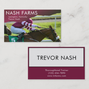 Thoroughborn Horse Trainer Farm & Boarding Busines Visitkort