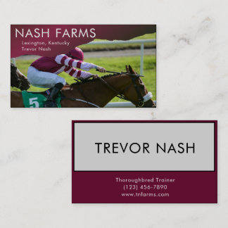 Thoroughborn Horse Trainer Farm & Boarding Busines Visitkort