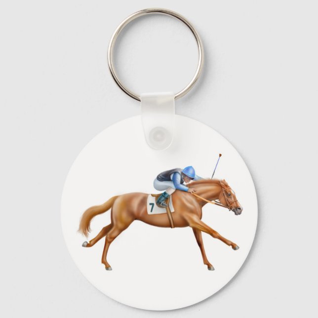 Thoroughborn Racehorse Keychain Nyckelring (Framsida)