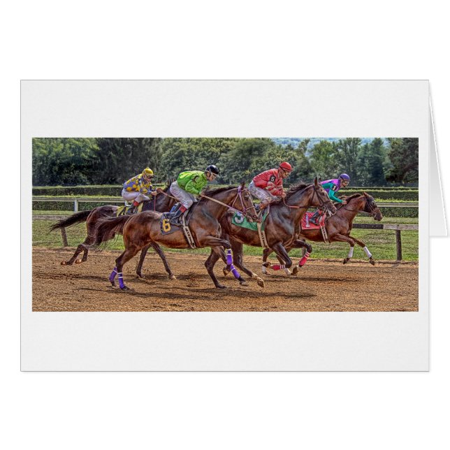 Thoroughbreds springanågot liknande vindkortet hälsningskort (Framsidan Horizontal)