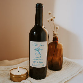 Thors Amore Hand plockade Italienska Lemon Bröllop Vinflaska Etikett