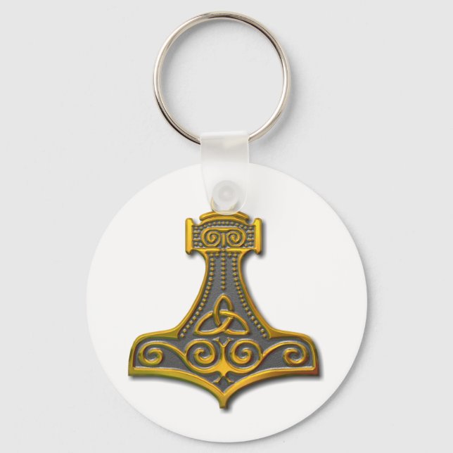 Thors Hammer-guld Nyckelring (Framsida)