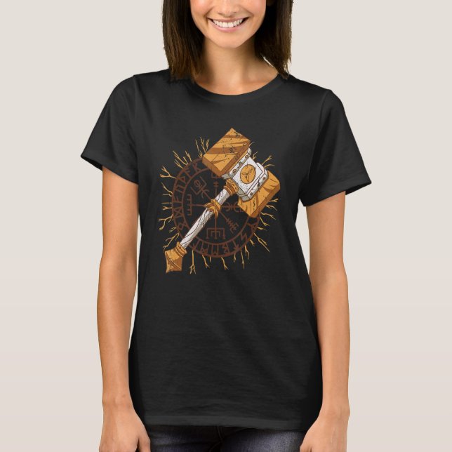 Thors Hammer Odin Viking Gott T Shirt (Framsida)