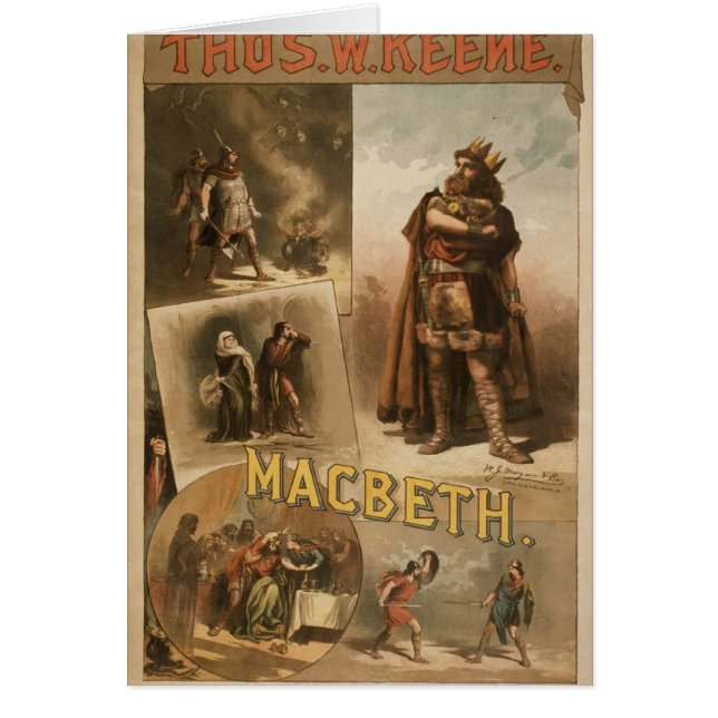 Thos. W. Keene, "Macbeth" Retro teater Hälsningskort (Framsidan)