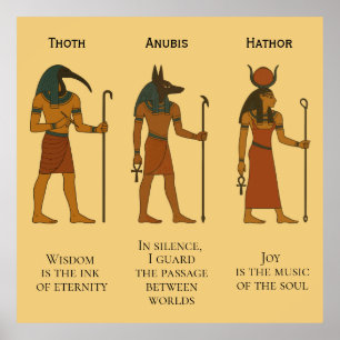 Thoth, Anubis & Hathor - Forntida egyptisk gudomli Poster