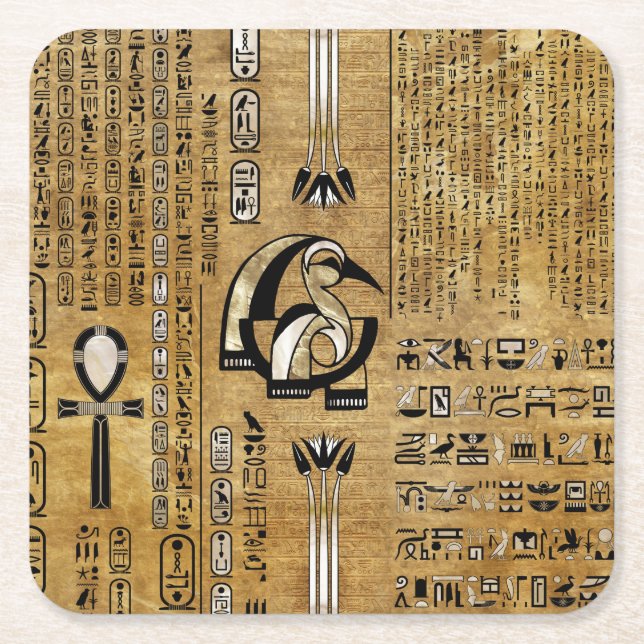 Thoth - Djhuty Egyptian God- Guld och Pearl Underlägg Papper Kvadrat (Framsidan)