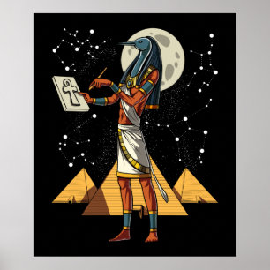 Thoth Egyptian Gud Ancient Pyramids Mythology Poster