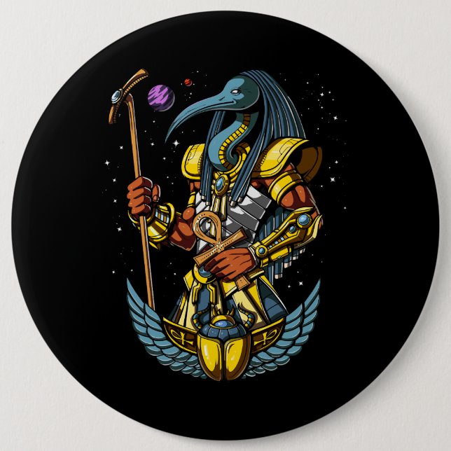 Thoth Egyptian Gud Ankh Scarab Ancient Symbol Knapp (Framsida)