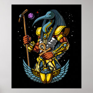 Thoth Egyptian Gud Ankh Scarab Ancient Symbol Poster