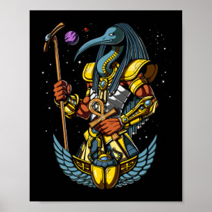 Thoth Egyptian Gud Ankh Scarab Ancient Symbol Poster