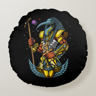 Thoth Egyptian Gud Ankh Scarab Ancient Symbol Rund Kudde