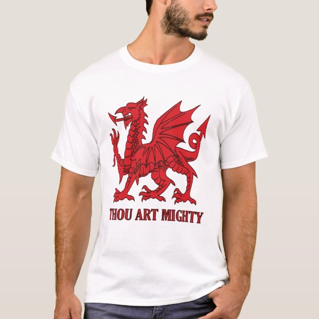 Thou Art Mighty Red Dragon Welsh Rugby T Shirt (Framsida)