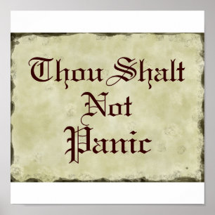 Thou Shalt Not Panic Humor Parchment Poster