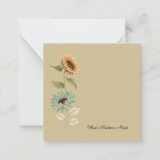 Thoughtful Floral Sunflower Flat Note Card Anteckningskort