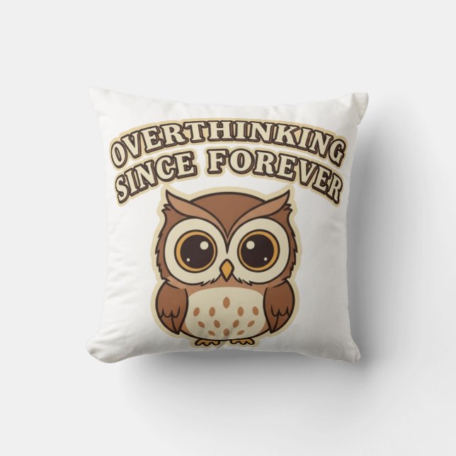 Thoughtful Retro Owl Square Comfort Pillow Kudde (Framsida)