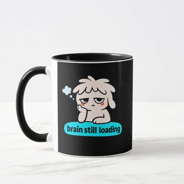 Thoughts Warming Up – Cute Slow Brain Coffee Mugg (Vänster)