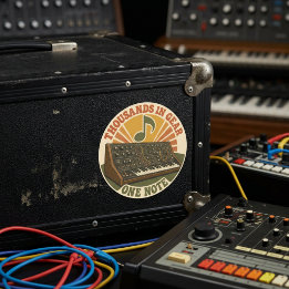 Thousands in Gear, One Note – Lustiger Synth Nerd Runt Klistermärke
