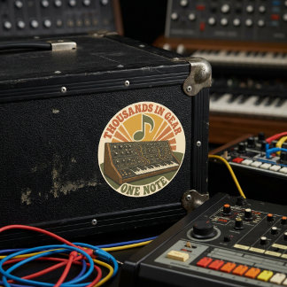 Thousands in Gear, One Note – Lustiger Synth Nerd Runt Klistermärke