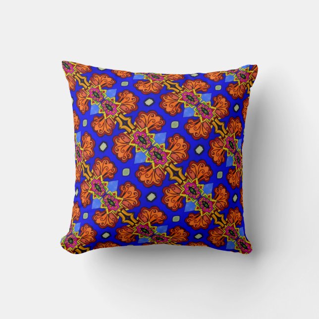 THP - 001 - Blue & Orange - Dekorativ kudde (Framsida)