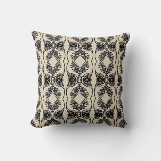 THP - 012 - beige och svart - dekorativ kudde (Framsida)