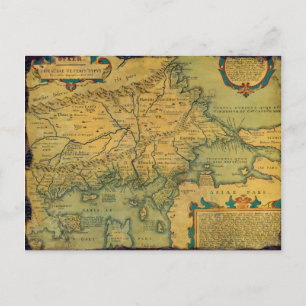 Thraciae Veteris Typvs Karta av Abraham Ortelius Vykort