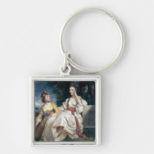 Thrale och hennes dotter Hester 1777-78 Fyrkantig Silverfärgad Nyckelring