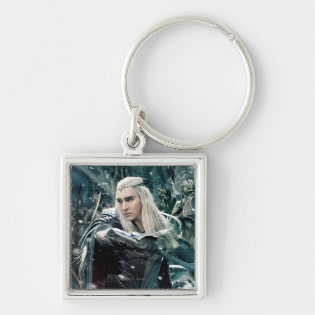 Thranduil i strid fyrkantig silverfärgad nyckelring (Framsidan)