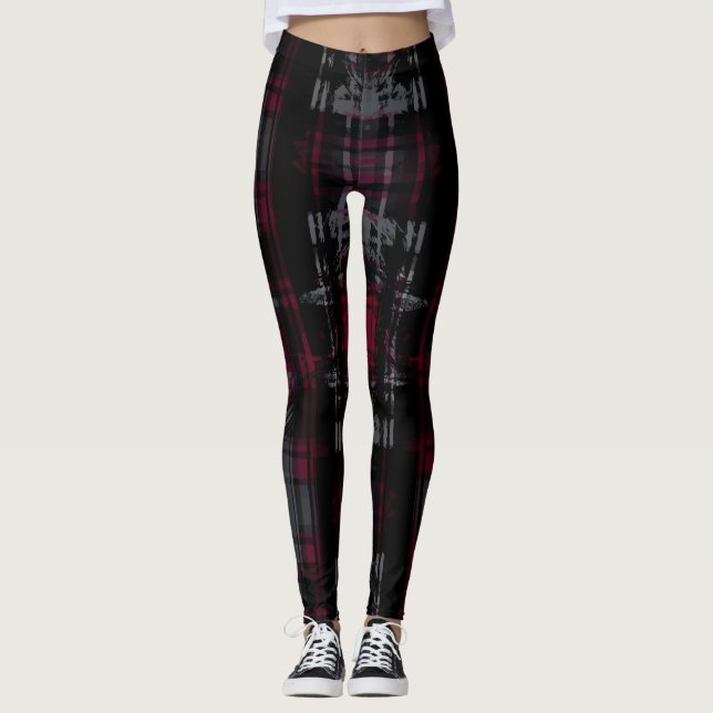 Thraschad gotisk Mörk Grungy Grunge Play Mönster Leggings (Framsida)